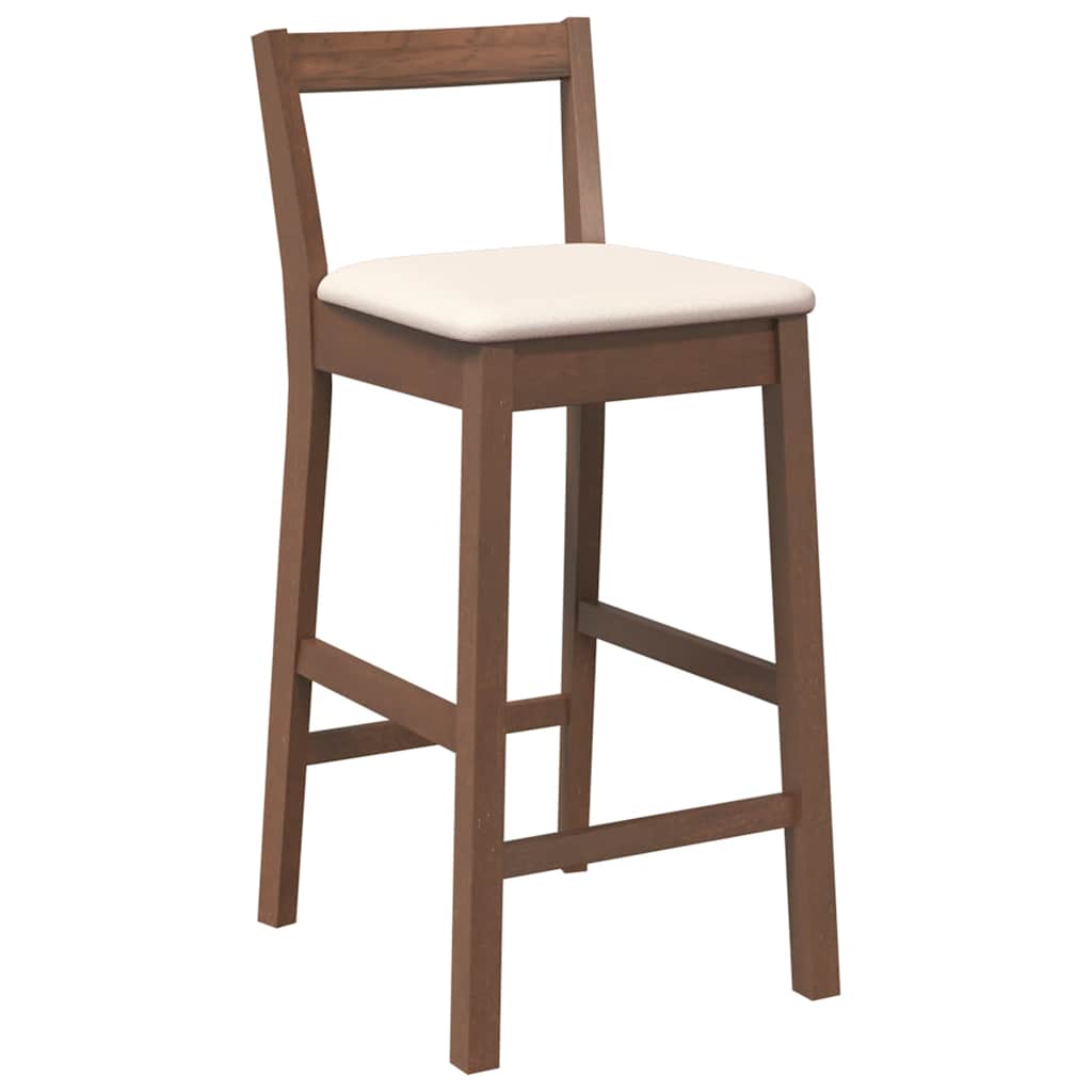 Bancos de bar com almofadões 2pcs madeira de seringueira maciça