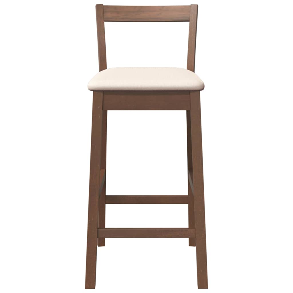 Bancos de bar com almofadões 2pcs madeira de seringueira maciça