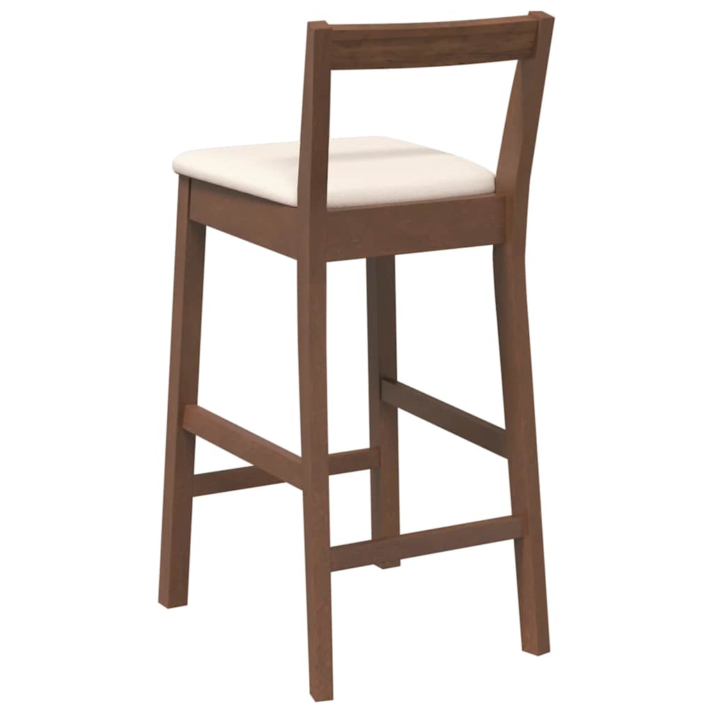 Bancos de bar com almofadões 2pcs madeira de seringueira maciça