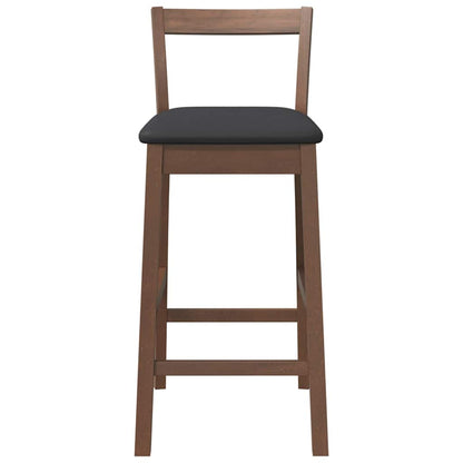 Bancos de bar com almofadões 2pcs madeira de seringueira maciça