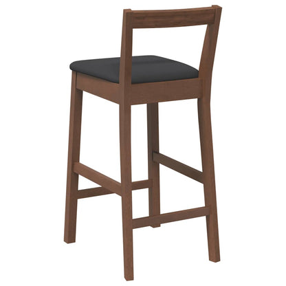 Bancos de bar com almofadões 2pcs madeira de seringueira maciça
