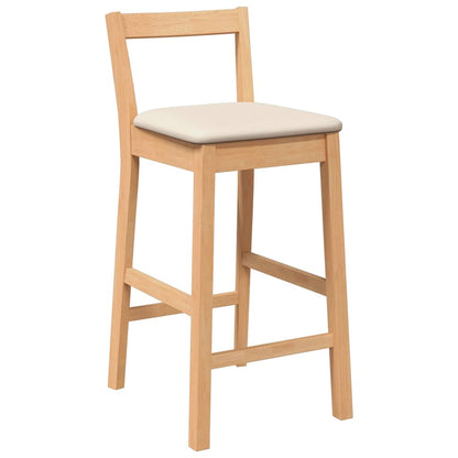 Bancos de bar com almofadões 2pcs madeira de seringueira maciça