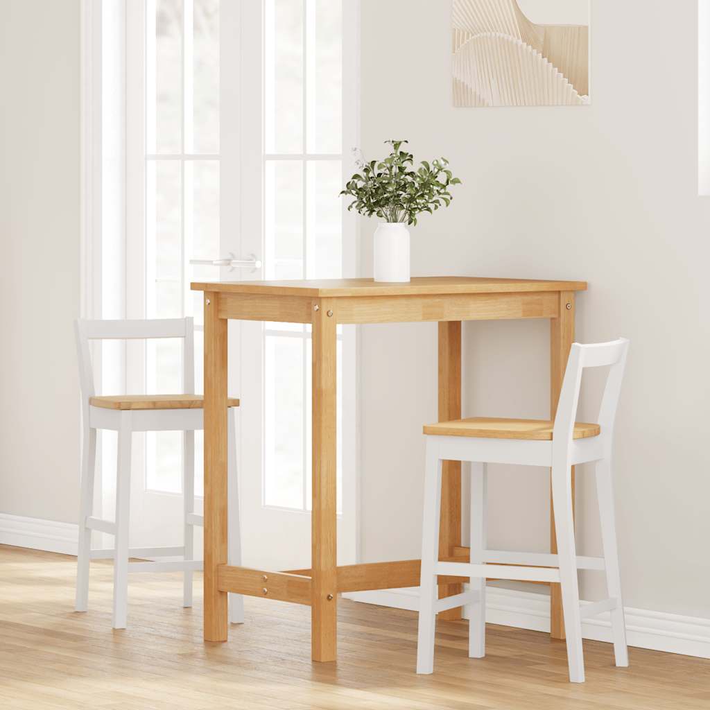 Bancos de bar 2 pcs madeira de seringueira maciça branco