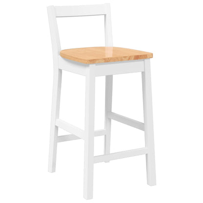 Bancos de bar 2 pcs madeira de seringueira maciça branco