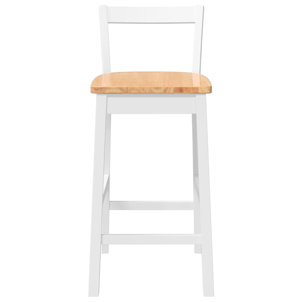 Bancos de bar 2 pcs madeira de seringueira maciça branco