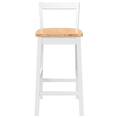 Bancos de bar 2 pcs madeira de seringueira maciça branco
