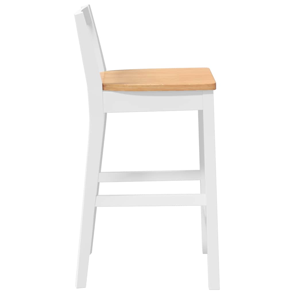 Bancos de bar 2 pcs madeira de seringueira maciça branco