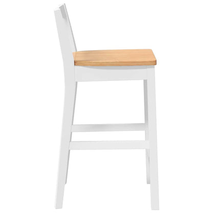 Bancos de bar 2 pcs madeira de seringueira maciça branco