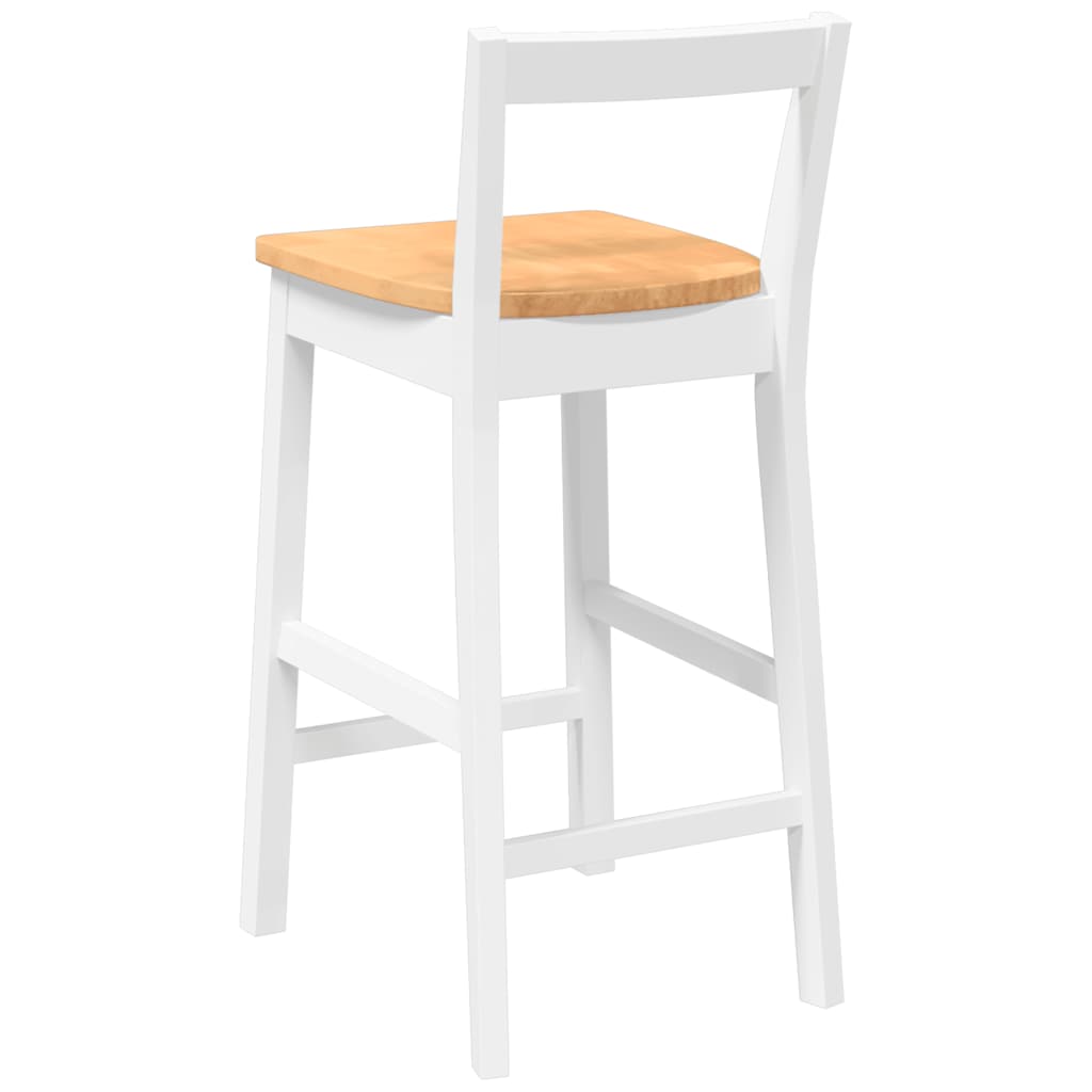 Bancos de bar 2 pcs madeira de seringueira maciça branco