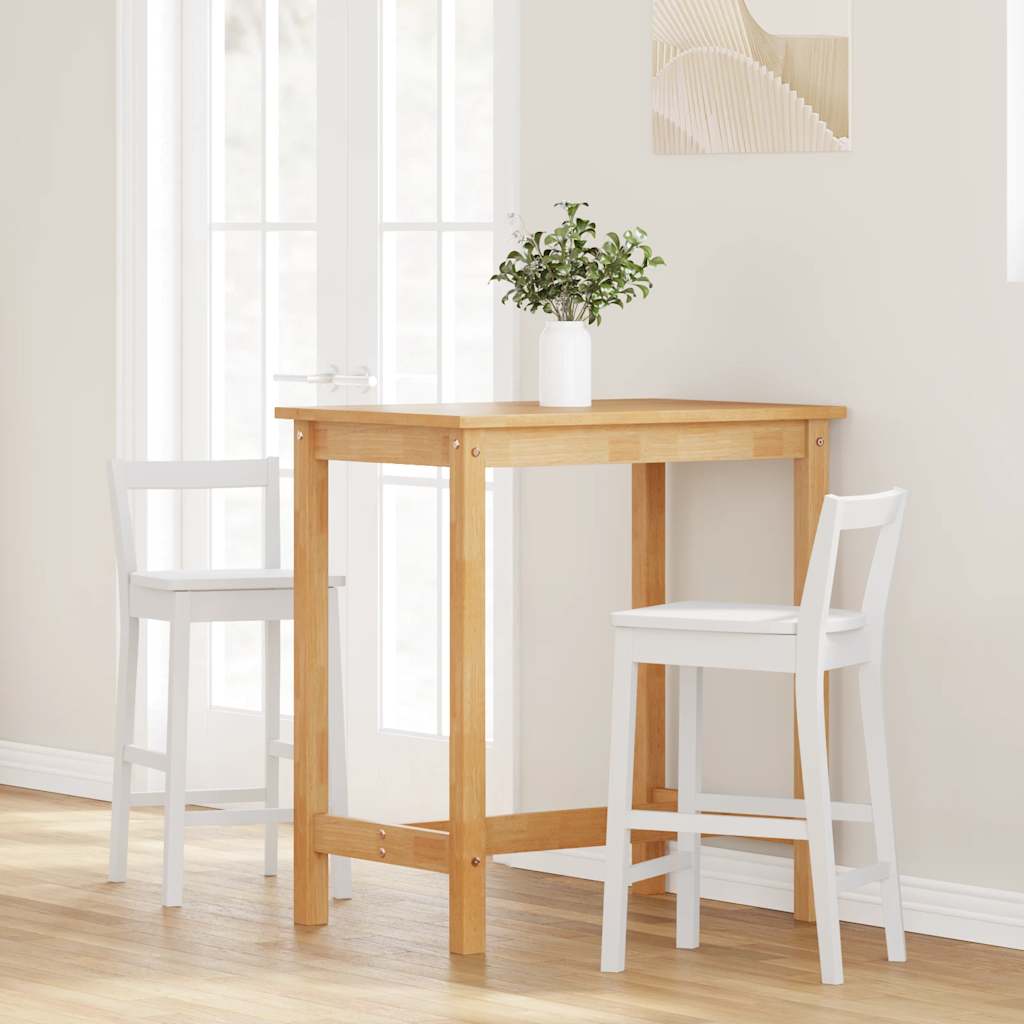 Bancos de bar 2 pcs madeira de seringueira maciça branco