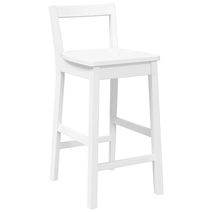 Bancos de bar 2 pcs madeira de seringueira maciça branco