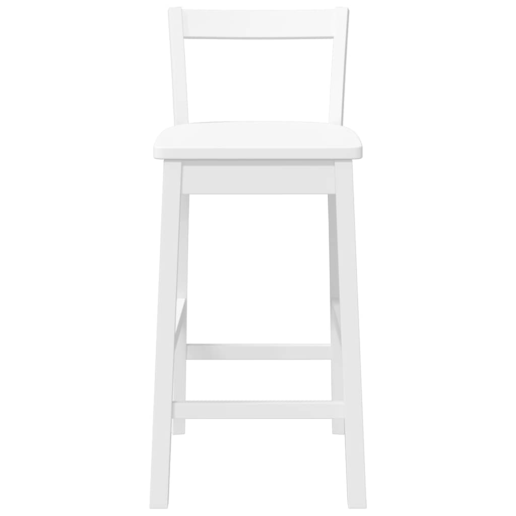 Bancos de bar 2 pcs madeira de seringueira maciça branco