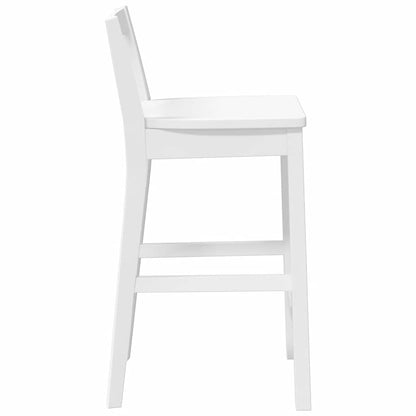 Bancos de bar 2 pcs madeira de seringueira maciça branco