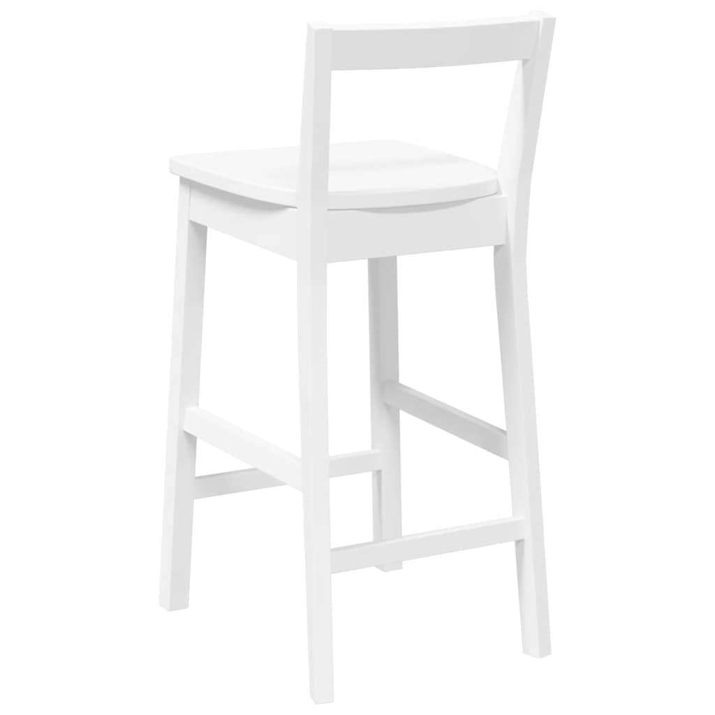 Bancos de bar 2 pcs madeira de seringueira maciça branco