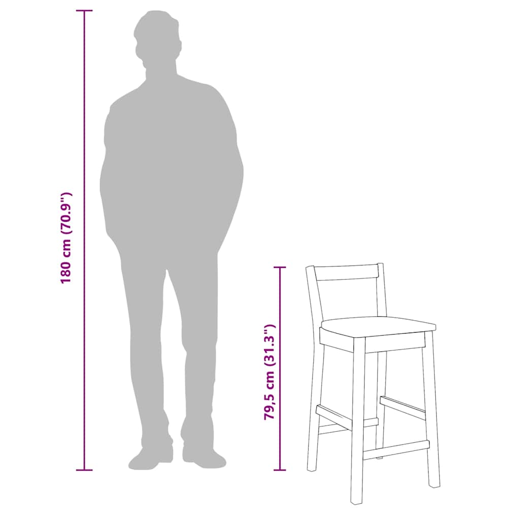 Bancos de bar 2 pcs madeira de seringueira maciça branco