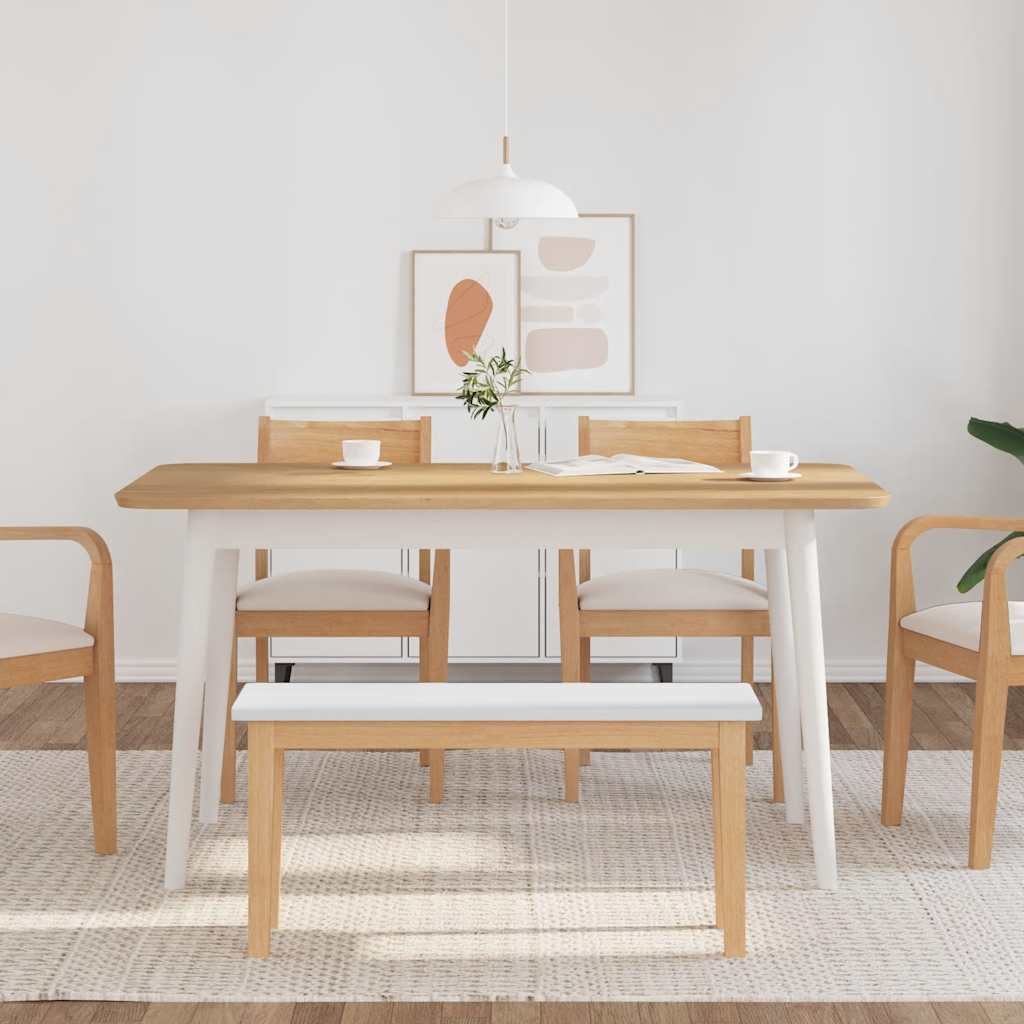 Banco 90 cm madeira seringueira maciça branco