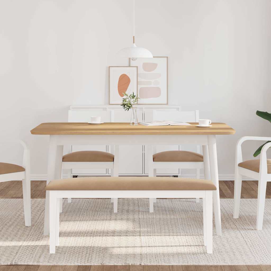 Banco 110 cm madeira seringueira maciça branco