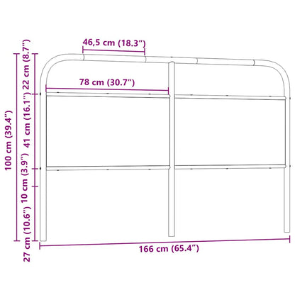 Cabeceira de cama 160 cm derivados madeira/aço carvalho fumado