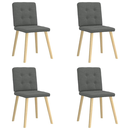 Cadeiras de jantar 4 pcs tecido cinzento-escuro