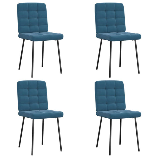Cadeiras de jantar 4 pcs veludo azul