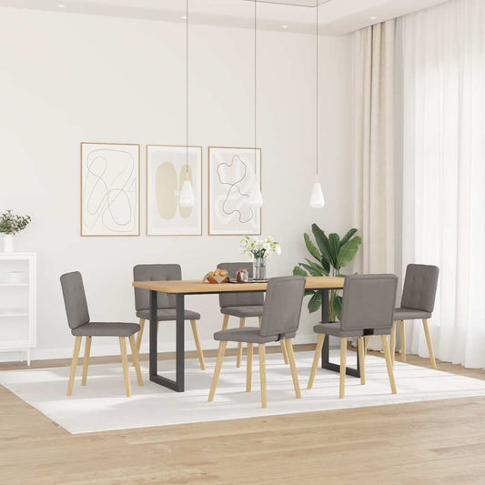 Cadeiras de jantar 6 pcs tecido cinzento-acastanhado