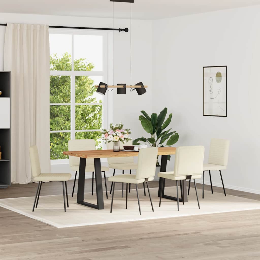 Cadeiras de jantar 6 pcs veludo cor creme