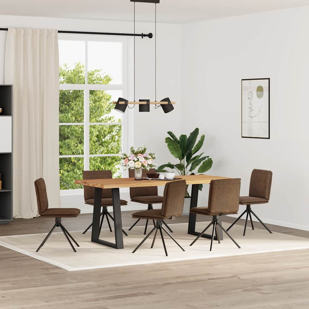 Cadeiras de jantar 6 pcs camurça artificial castanho