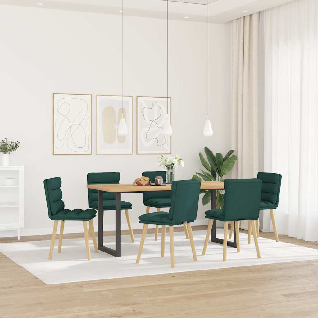 Cadeiras de jantar 6 pcs tecido verde-escuro