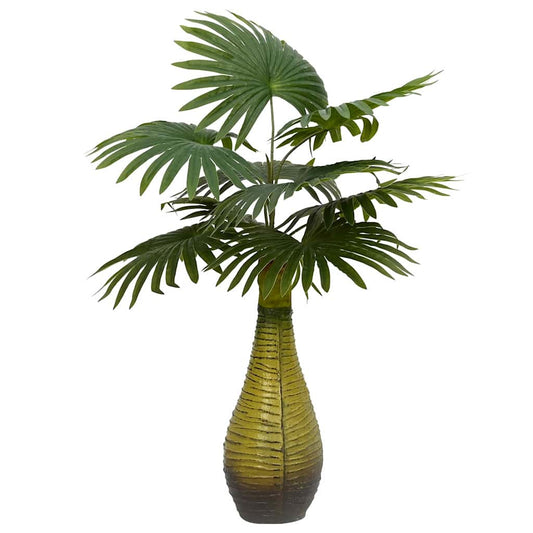 Planta de palmeira artificial 9 folhas 65 cm verde