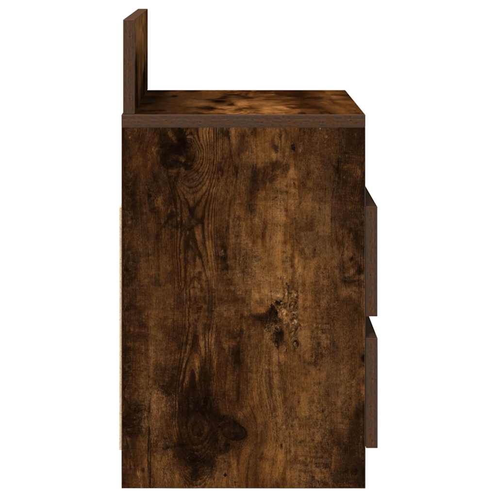 Mesa de cabeceira com 2 gavetas 40x33x60 cm carvalho fumado