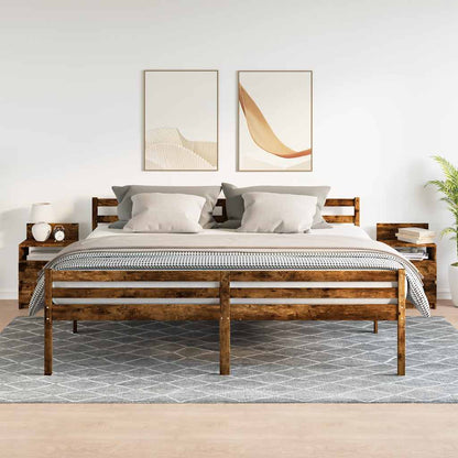 Mesas de cabeceira 2pcs com 2gavetas 40x33x60cm carvalho fumado