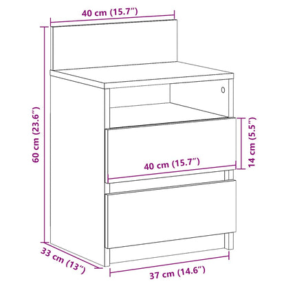 Mesas de cabeceira 2 pcs com 2 gavetas 40x33x60cm madeira velha