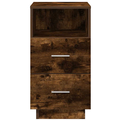 Mesa de cabeceira com 2 gavetas 36x36x68 cm carvalho fumado