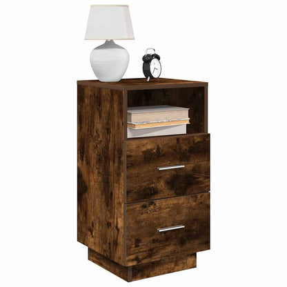 Mesa de cabeceira com 2 gavetas 36x36x68 cm carvalho fumado