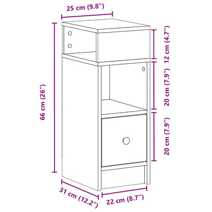 Mesa de cabeceira com gaveta 25x31x66 cm cinzento sonoma