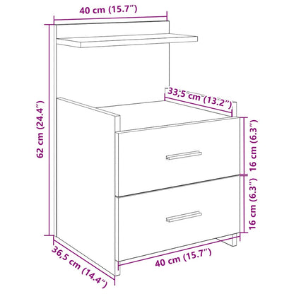 Mesa de cabeceira com 2 gavetas 40x36,5x62 cm branco