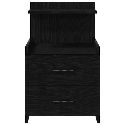 Mesa de cabeceira com 2 gavetas preta 40x36,5x62 cm