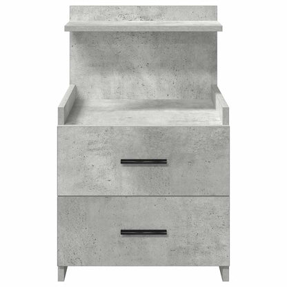 Mesa de cabeceira com 2 gavetas cinza concreto 40x36,5x62 cm