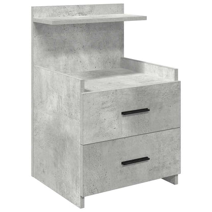 Mesas de cabeceira 2 peças com 2 gavetas cinza concreto 40x36,5x62 cm