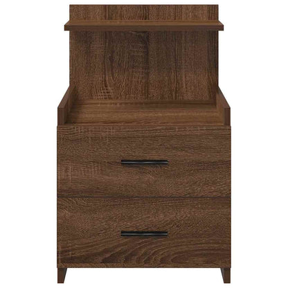 Mesa de cabeceira com 2 gavetas carvalho castanho 40x36,5x62 cm