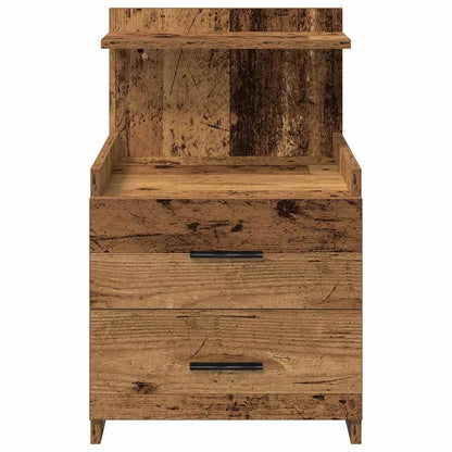 Mesa de cabeceira com 2 gavetas madeira antiga 40x36,5x62 cm