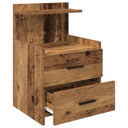 Mesa de cabeceira com 2 gavetas madeira antiga 40x36,5x62 cm