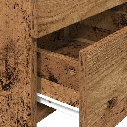 Mesa de cabeceira com 2 gavetas madeira antiga 40x36,5x62 cm