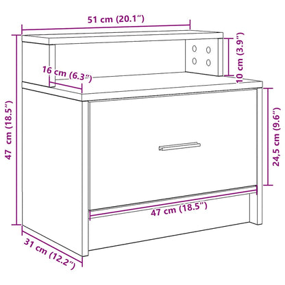 Mesas de cabeceira com gaveta 2 pcs 51x31x47cm cinzento cimento
