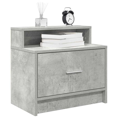 Mesas de cabeceira com gaveta 2 pcs 51x31x47cm cinzento cimento