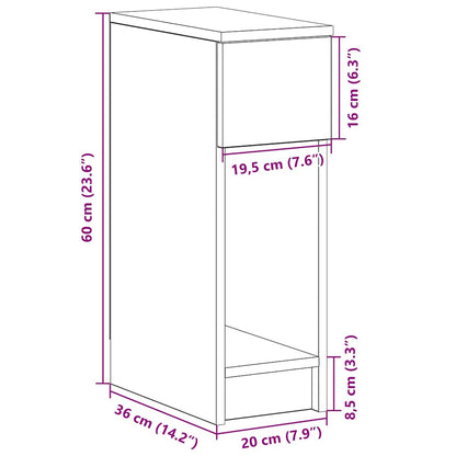 Mesa de cabeceira com gaveta 20x36x60 cm cinzento cimento