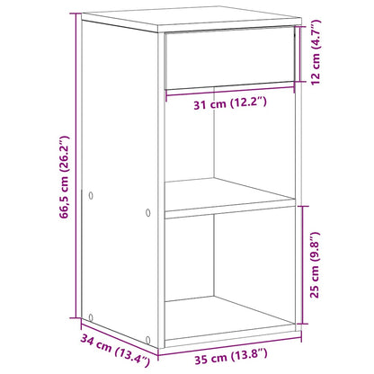Mesa de cabeceira com gaveta 35x34x66,5 cm cinzento sonoma