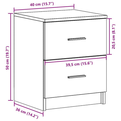 Mesa de cabeceira com 2 gavetas 40x36x50 cm cinzento cimento