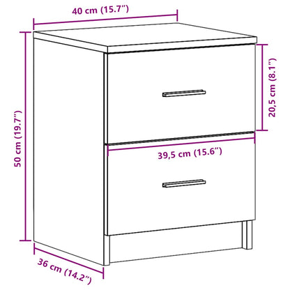 Mesa de cabeceira com 2 gavetas 40x36x50 cm cinzento sonoma