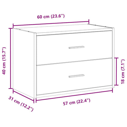 Armário c/ 2 gavetas 60x31x40 cm derivados madeira branco